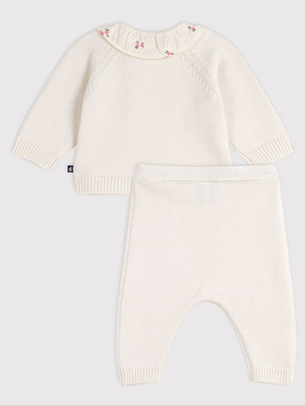 Petit Bateau Babies' 2-piece set Wool Cotton flower-patterned ruff 0-3M